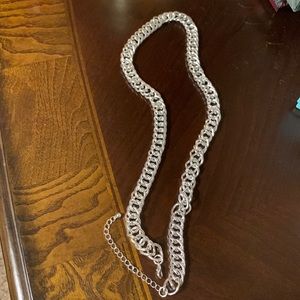 Silver color chain necklace with adjustable length and lobster clasp